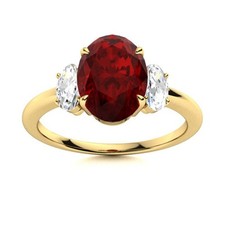 925 Sterling Silver Garnet Gemstone Prong Three-Stone Ring Jewelry