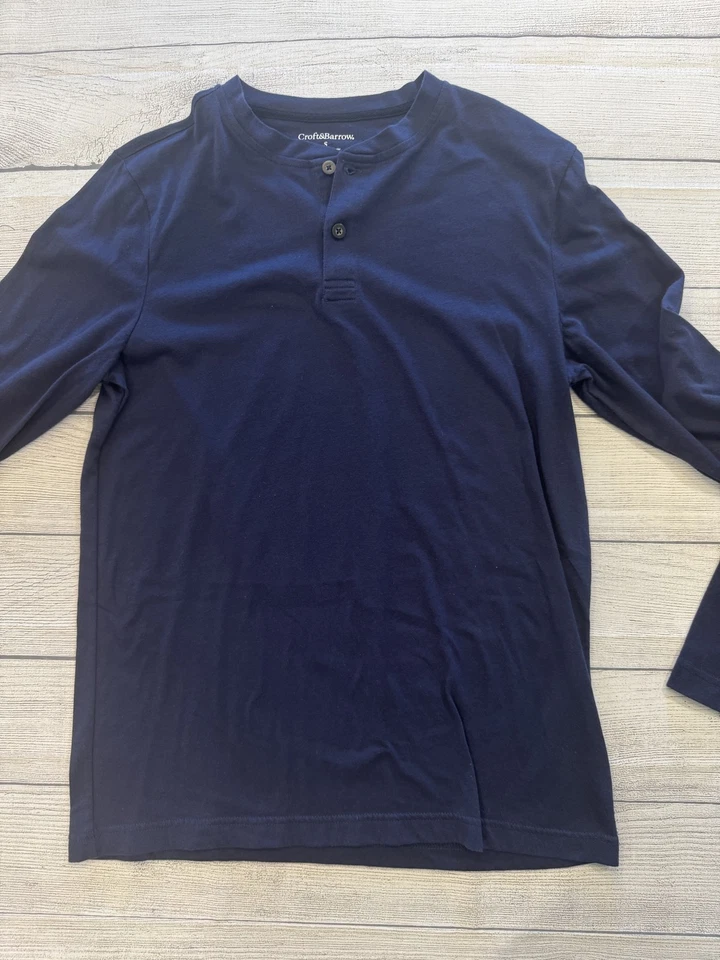 Croft & Barrow Shirt Mens Small Navy Blue Long Sleeve Henley Casual Pullover Top - Image 3 of 4