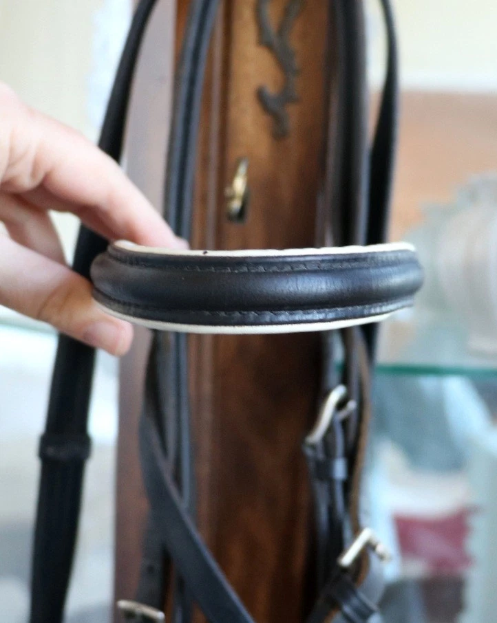 Courbette Lemetex полный лошадь/негабаритный XF черный английский выездки уздечка + вожжи - Изображение 2 из 4