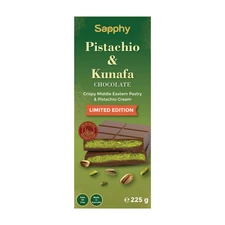 Sapphy Premium Pistachio & Kunafa Chocolate Bar – 225g | Palm Oil Free