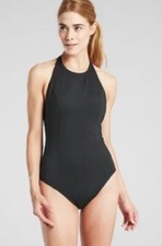 Athleta Offshore Paddle One Piece Swimsuit in Black Size Large L Removable Pads