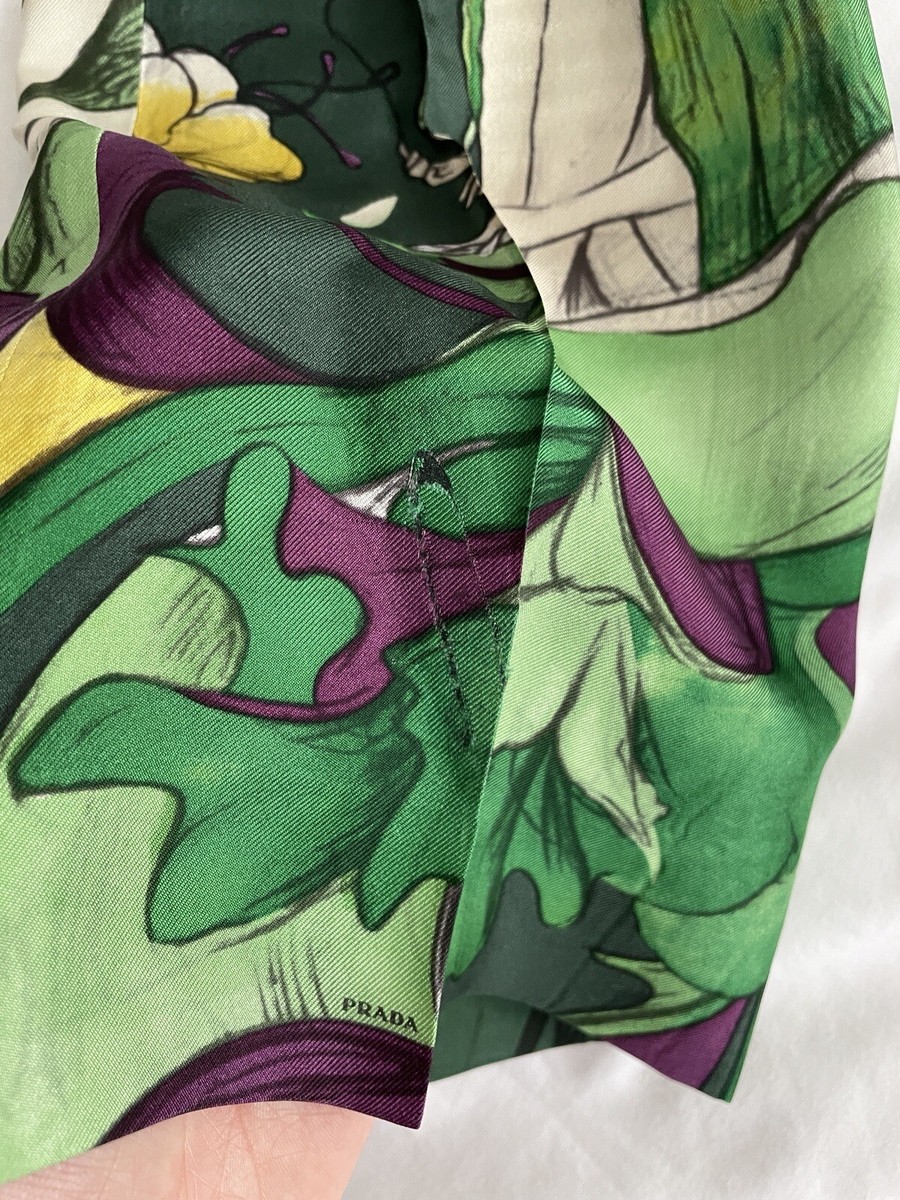 Prada Vintage Spring 2008 Green Silk James Jean Fairy Print