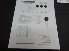 AMETHERM SL22-12102 THERMISTOR INRUSH CURRENT LIMITER 3A 120 OHM AT 25C RADIAL