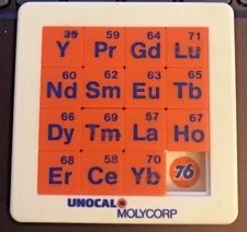 VTG Lanthanide Chemistry Earth Slide Sliding Puzzle Molycorp  West Germany PUSSY