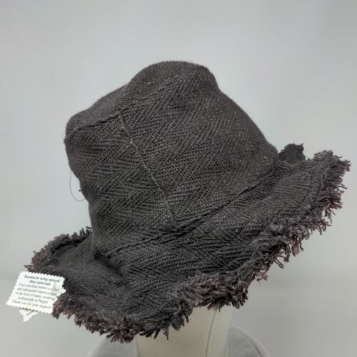 Earth Divas Sun Hat Gray One Size Hemp Frayed Summer Beach Cap Boho W/Tags - Picture 4 of 9