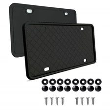 2Pcs License Plate Frame Silicone Rubber With Screws For Car Front/Rear Cover