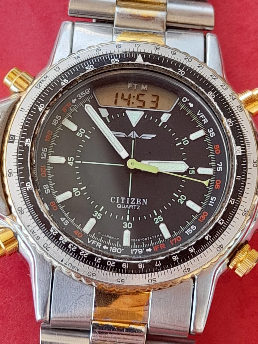 Vtg Altimeter Barometric Alarm Citizen C046 088522 Digital Analog