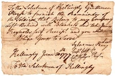1777 Document Acquiring Blankets for 3rd Connecticut Reg After Attack at Danbury