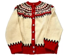 Lulle Otterstad Oslo Handmade Norway Knit Button Down Sweater Wool Knit Vintage