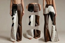 100% Cowhide Leather Pants Women  Bootcut Pant Style Genuine Leather Multi Color