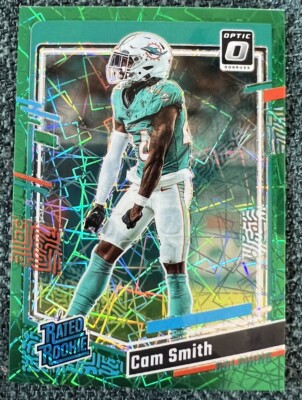 2023 Donruss Optic #268 Cam Smith Rated Rookie Green Velocity RC Miami Dolphins