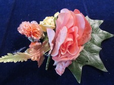 Vtg Millinery Flower Collection Peachy Pink Yellow Corsage 1 1/2-5" H5262