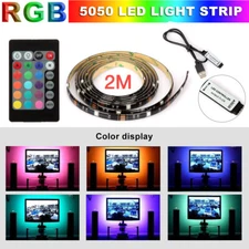 5V USB LED Strip Lights TV Back Light 5050 RGB Color Changing with 24 Key Remote