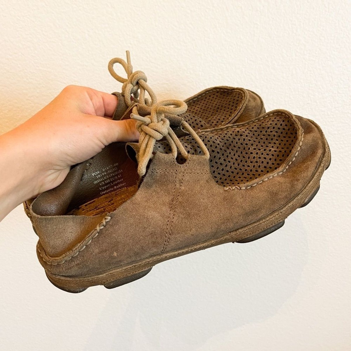 Olukai Men’s Kohana Lace Up Loafers Olukai Moloa Shoe Men 10.5 Kohana Brown Suede Loafer Slip On  main image 2