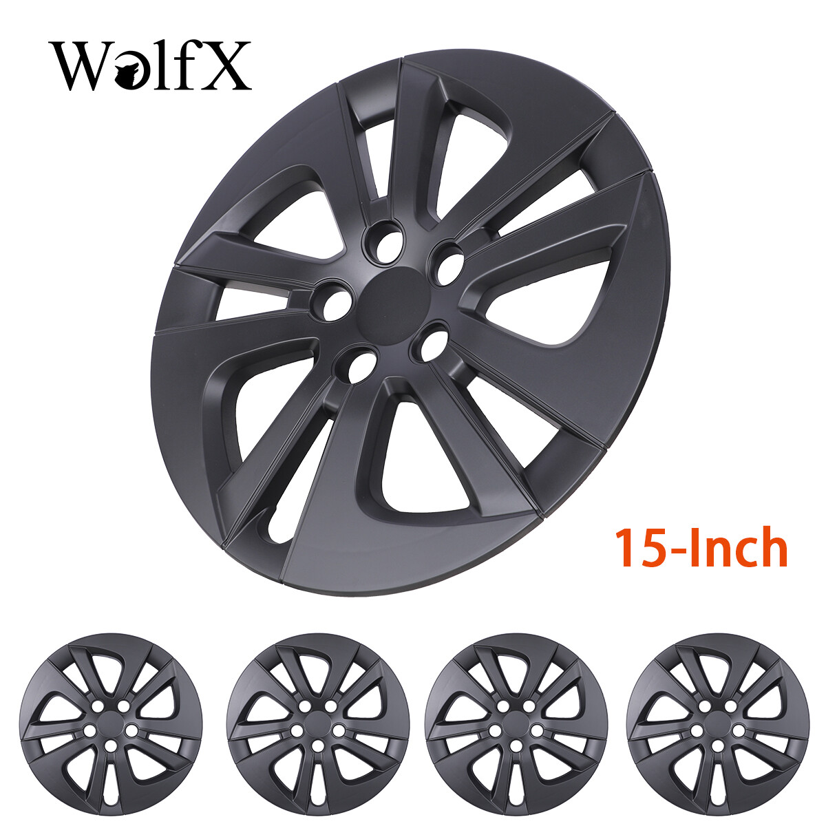 4 Pack 15-Inch Matte Black Snap-On Hubcaps for 2016-2022 Toyota Prius