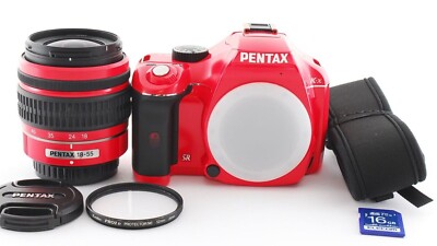 【ほぼ新品】PENTAX K-x 1240万画素 18-55mm#2880845 PENTAX K-x 12.4MP Red 18-55mm Lens [Exc+++] w/Strap,SD card,Filter