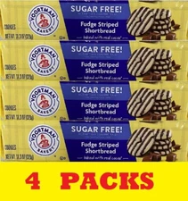 4x Voortman Bakery SUGAR FREE Fudge Striped Shortbread Cookies 11.3 Oz - 4 PACKS