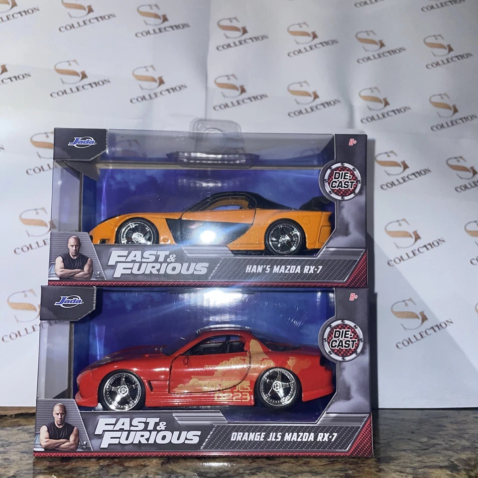 JADA FAST & FURIOUS 1/32 HAN'S MAZDA RX-7 & ORANGE JLS MAZDA RX-7 LOT OF 2 - Image 2 of 4