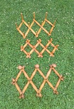 Art Deco coat rack lot, antique wooden coat hangers with adjustable width