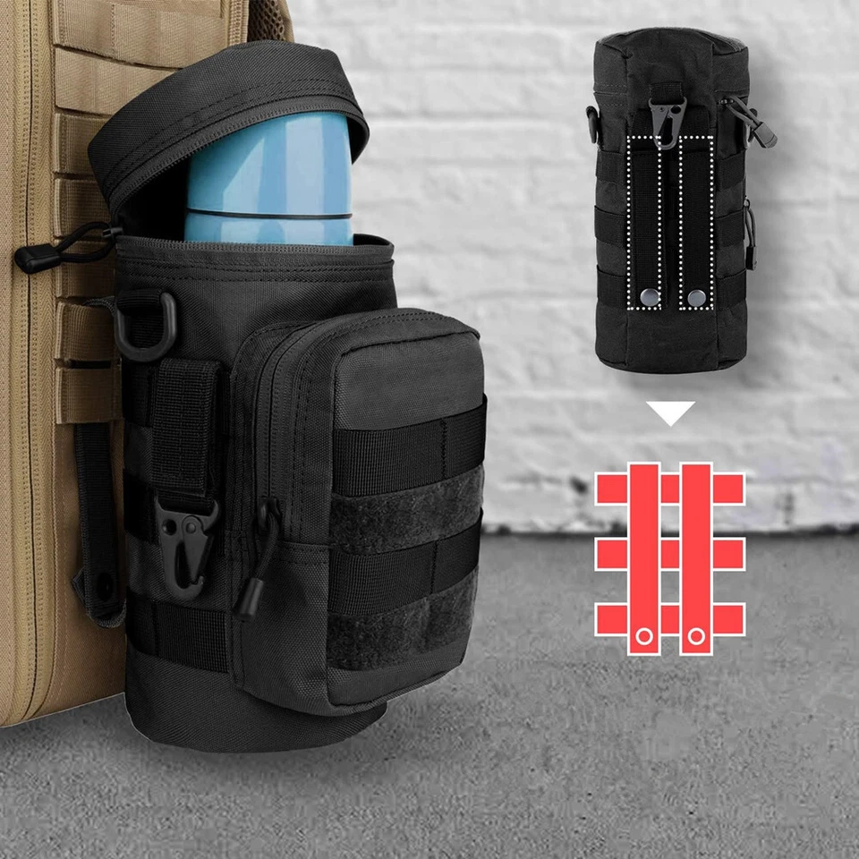 Bolsa táctica Molle con cremallera utilitaria para hervidor de agua bolsa para senderismo al aire libre Foto 2 de 4