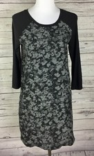 Banana Republic Women's Black Gray Raglan Sleeve Stretch Shift Dress Size XS