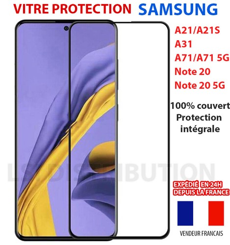 Protection écran Samsung A21S A31 A71 Note 20 verre trempé intégrale - Imagen 1 de 10