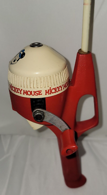 Vintage 1982 DISNEY Mickey Mouse Child FISHING POLE Rod Reel ZEBCO  Brunswick | eBay