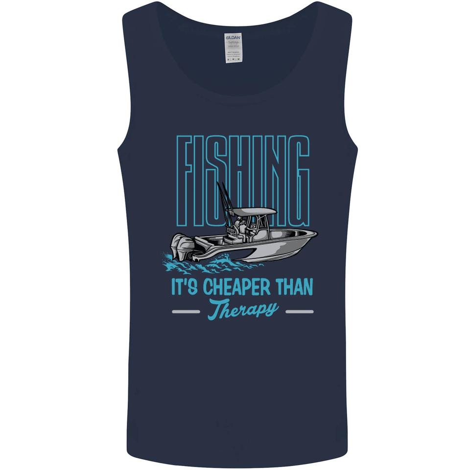 Fishing Its Cheaper Than Therapy Fisherman Mens Vest Tank Top eBay