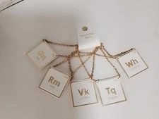 BRAND NEW Mixology Decanter Tag Label Set of 4 Modern White Leather Gold Tones