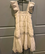 Ulla Johnson Striped Square Neck Tiered Midi Sundress Ruffle Cotton Size 6