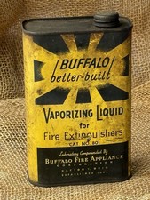 Vtg~ Rare BUFFALO better-built Vaporizing Liquid for Fire Extinguishers Tin Can