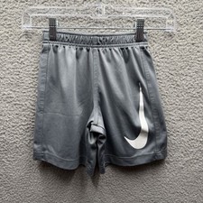 Nike DRI-FIT Shorts Boy Size 6 M Gray Big Swoosh Logo Basketball Shorts Size 6