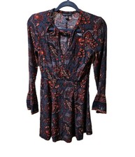 American Eagle Outfitters Womens Peasant Dress XS Paisley Long Sleeve keyhole