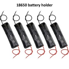 10PCS 18650 Battery Holder Storage Box Case 1 Slot 3.7V Wire Lead DIY Clip Black