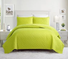 Trina Turk Dream Weaver Green 100% Cotton King Coverlet Quilted Set 3Pcs NWT