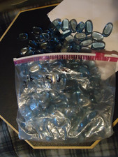 Blue Gray Glass Pebbles 2 LB Approx Translucent Mosaic Tiles