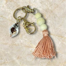 Keyring w/Tassel Crystal Shell Pendant Purse, Bag, Backpack, Key FOB