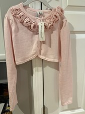 NWT Janie and Jack Flower Show Rosette Cropped Cardigan Sweater Sz 10