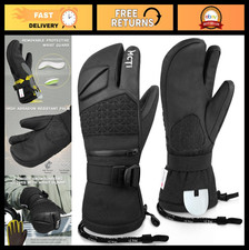 Waterproof 3-Finger Snowboard Gloves with Wrist Guard - Winter Ski Mittens