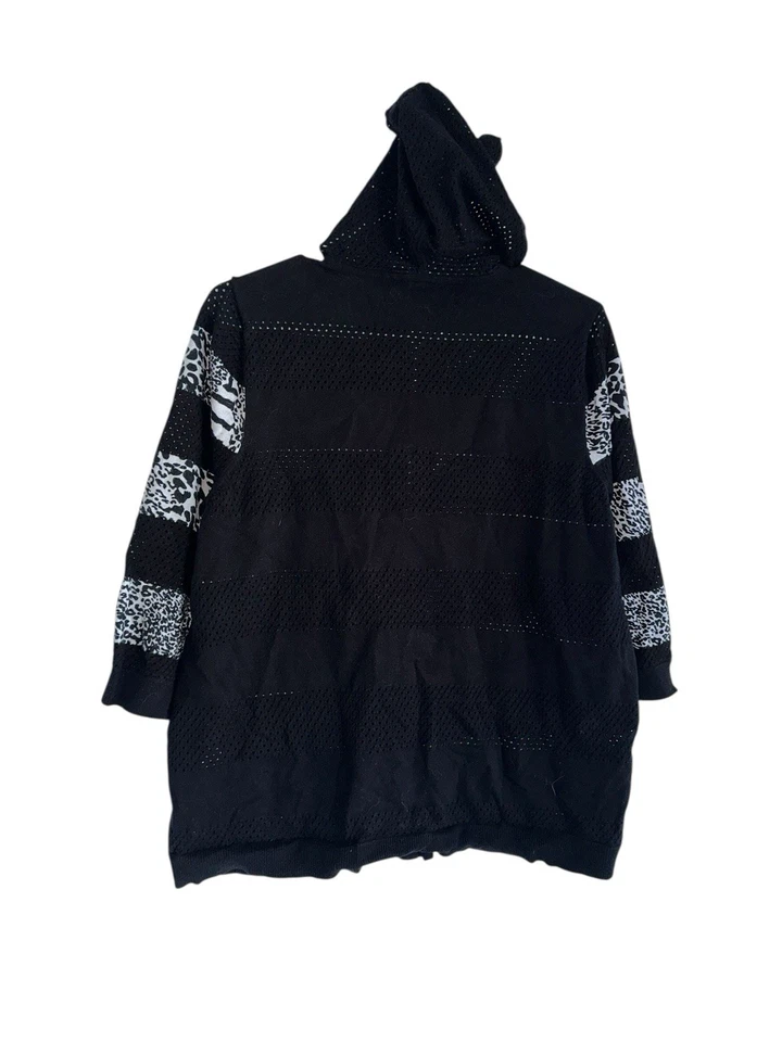 Толстовка с капюшоном женская Zenergy By Chicos в полоску анималистический принт 2 Sz L на молнии рукав 3/4 - Изображение 2 из 4