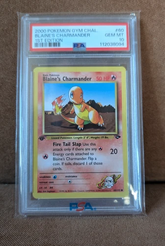 2000 POKEMON GYM CHALLENGE 1ST ED #60 BLAINE'S CHARMANDER PSA 10