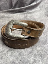 Vintage Western Leather Belt Brown Native Size 46 Leather Belt Made in USA