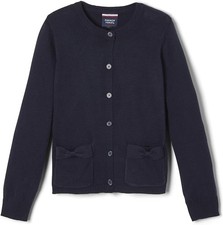 NEW NWT French Toast Bow Pocket Cardigan Sweater School Uniform Girls Navy Blue