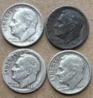 Lot of 4 Roosevelt Silver Dimes US 10C - 1946-S, 1948-S, 1949, 1949-D (#1k)