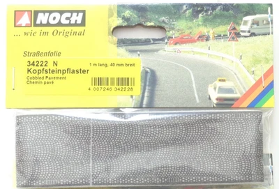 NOCH 34222 (7,79€/m) Kopfsteinpflaster -Folie, Spur N-TT, 1000 x 40 mm