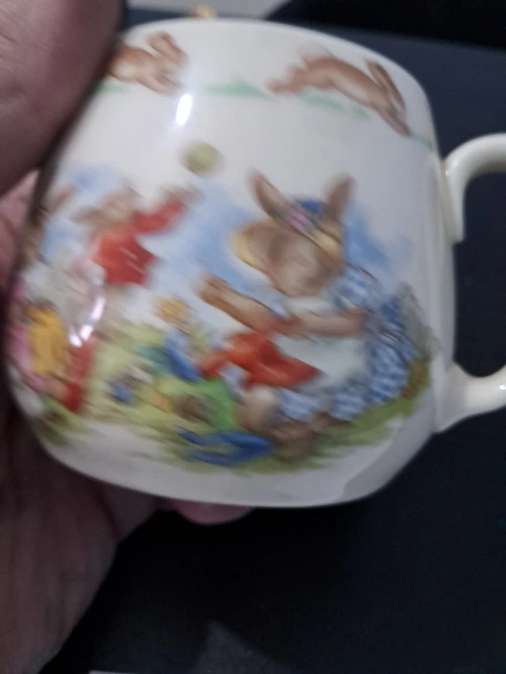 Vintage Royal Doulton English Fine Bone China Bunnykins Rabbit child's Mug Cup  - Image 2 of 4