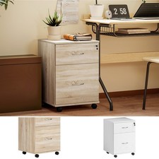 Mobile Filing Cabinet Wooden Side Table with 2 Drawers for Home Office