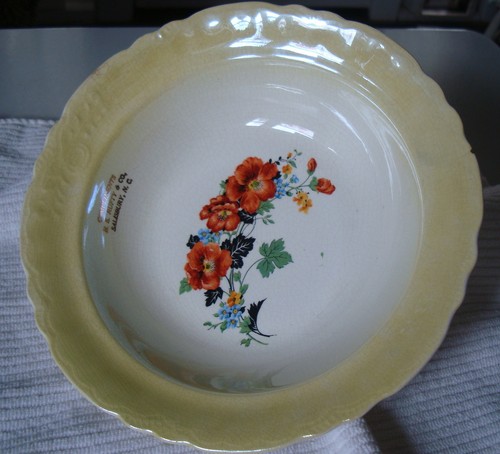Tazón para servir vegetal Chartreuse óxido floral anterior a la Segunda Guerra Mundial 1904-16 Rd Lustreware Republic - Imagen 9 de 10