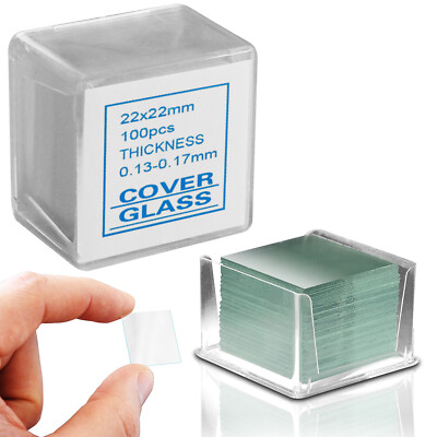 RE-GEN - 100 Stück Mikroskop Klarglas Objektträger Deckzettel Rohling Quadrat 22x22mm