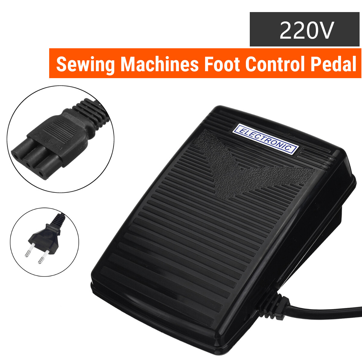 Sewing Machine Foot Control Pedal & Power Cord For Singer Elna Janome